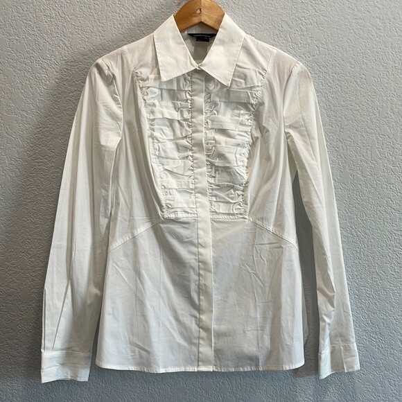 Moda International Ruffle Jacket Moda International | Tops | Moda International White Career Button Down ...
